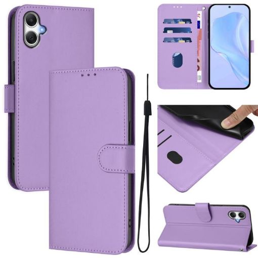 Samsung Galaxy A07 Leather Phone Case with Lanyard - Lavender Purple - 1