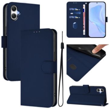 Samsung Galaxy A07 4G Navy Blue Leather Phone Case with Lanyard - 1