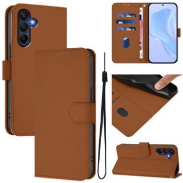 Samsung Galaxy A17 5G Brown Leather Phone Case with Lanyard - 1