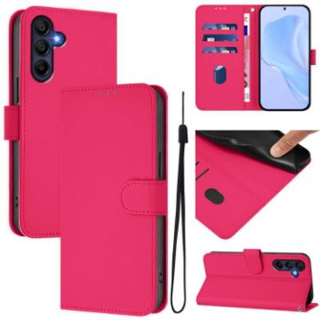 Samsung Galaxy A17 5G Rose Red Leather Phone Case with Lanyard - 1