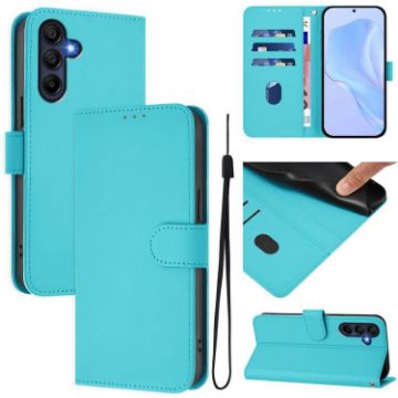 Samsung Galaxy A17 5G Lake Blue Leather Phone Case with Lanyard - 1