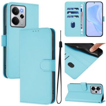 Realme 14 5G/14T 5G Leather Phone Case with Lanyard - Sky Blue - 1