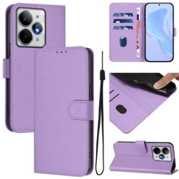 Realme Neo7 Turbo 5G Leather Phone Case with Lanyard - Lavender Purple - 1