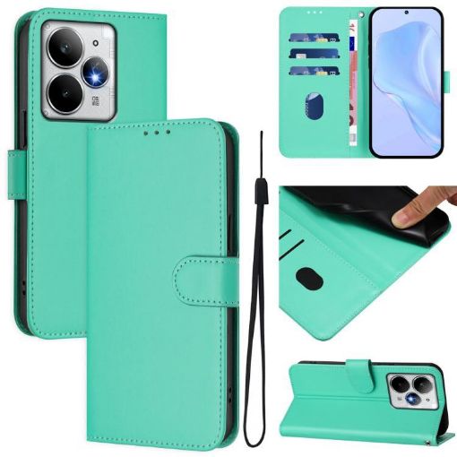 Realme Neo7 Turbo 5G Green Leather Phone Case with Lanyard - 1