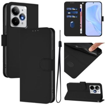 Realme Neo7 Turbo 5G Black Leather Phone Case with Lanyard - 1