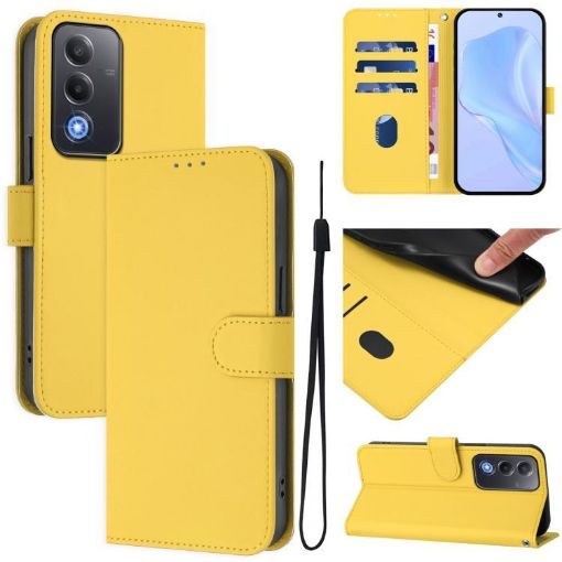 OPPO A5/A3 Pro 5G Leather Phone Case with Lanyard - Lemon Yellow - 1