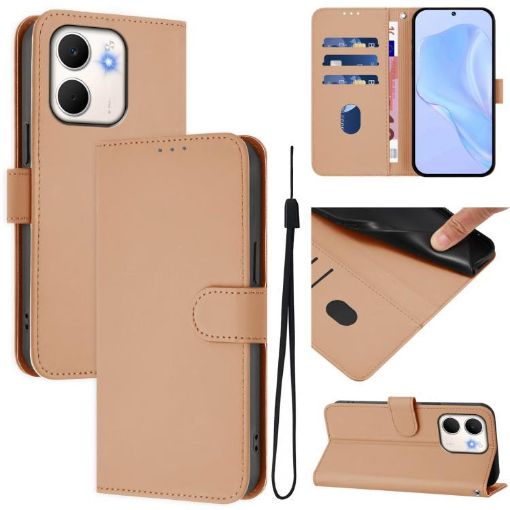 OPPO A5X 4G/5G Leather Phone Case with Lanyard - Nude Color - 1