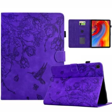 Samsung Galaxy Tab A8 2022 SM-X200 Purple Floral Bird Leather Case - 1