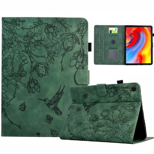 Samsung Galaxy Tab A8 2022 SM-X200 Green Floral Bird Leather Case - 1