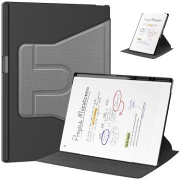 reMarkable Paper Pro Grey Leather Tablet Case - Voltage Holder & Rotation - 1