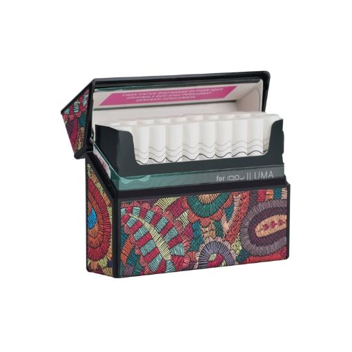 IQOS Series Grooved Leather PC Storage Box - Cashew Flower Red - 1