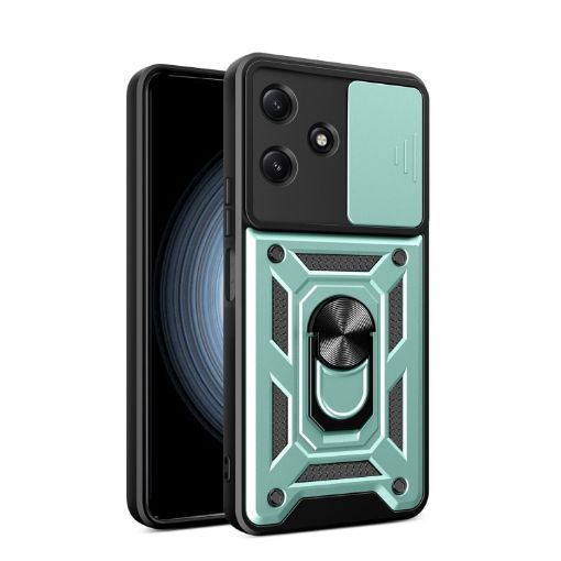 Redmi 12 5G Phone Case Green - Sliding Camera Cover TPU+PC Design - 1