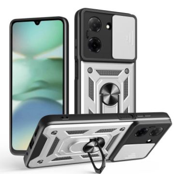 Redmi A5 4G Phone Case Silver - Sliding Camera Cover TPU+PC Design - 1