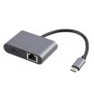 4 in 1 USB-C to RJ45, PD & Dual USB 3.1 Ethernet Adapter Cable - Grey - 1