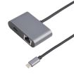 4 in 1 USB-C to RJ45, PD & Dual USB 3.1 Ethernet Adapter Cable - Grey - 4
