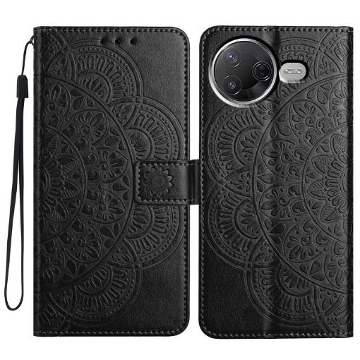 Xiaomi Poco F7 Pro/Ultra Black Flower Embossed Leather Phone Case - 1