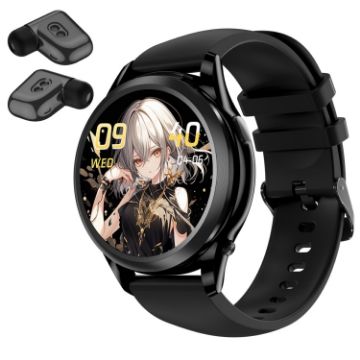 X17 Mini 1.27" IP67 Waterproof Smart Watch & Bluetooth Earphone - Black - 1