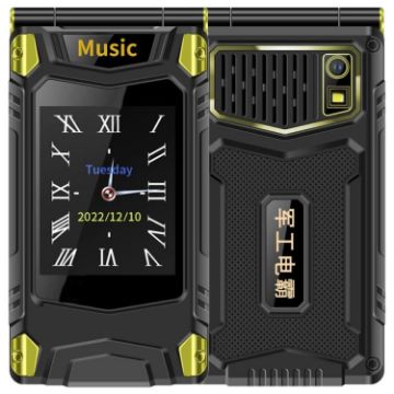 M7+ 4G Dual Screen Flip Phone, 6800mAh, Dual SIM, UK Plug (Black) - 1