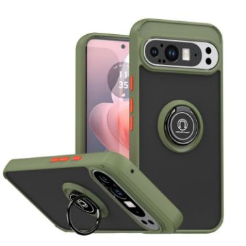 Google Pixel 9 Pro XL Q Shadow 1 Series Green TPU + PC Case with Ring - 1