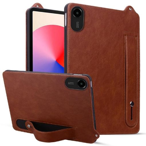 Xiaomi Redmi Pad 2 Brown TPU Leather Tablet Case with Wristband - 1