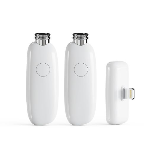 FUNSNAP M2 Wireless Microphone 1 TX + 2 RX, Digital Noise Reduction, 8 Pin, White - 1
