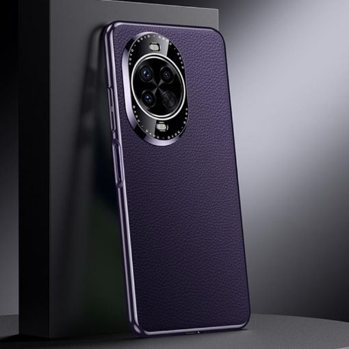 Huawei nova 14 Genuine Leather Phone Case - Dark Purple - 1