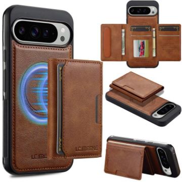 Google Pixel 10 Pro XL LC.IMEEKE L5 RFID Card Bag Magsafe Case Brown - 1