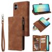 Samsung Galaxy A07 4G/5G Brown Leather Wallet Phone Case with Zipper - 1