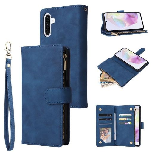 Samsung Galaxy A17 5G Frosted Zipper Wallet Leather Case - Blue - 1