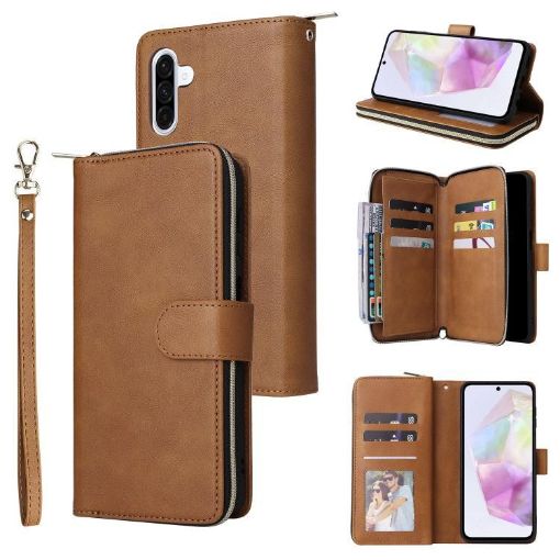 Samsung Galaxy A17 5G Leather Wallet Case with 9 Card Slots (Brown) - 1