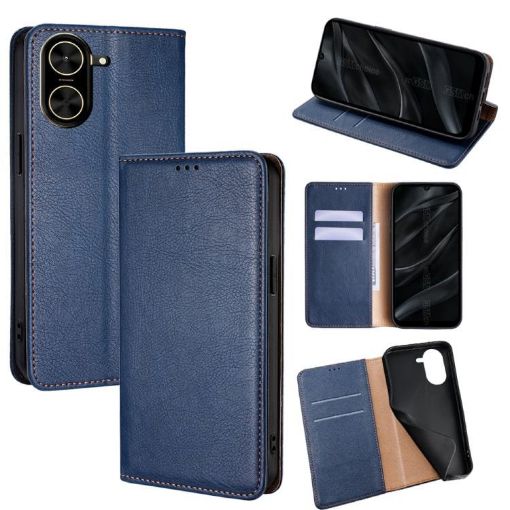 Redmi A5 4G 171.7mm Blue Magnetic Leather Phone Case - 1