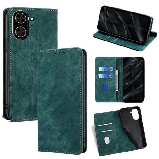 Redmi A5 4G RFID Anti-theft Magnetic Leather Phone Case Green - 1