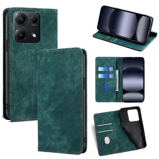 Redmi Note 14S 4G Green RFID Anti-theft Magnetic Leather Case - 1