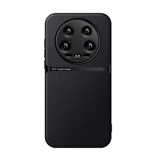 Xiaomi 14 Ultra Litchi Leather Magnetic Shockproof Phone Case Black - 1