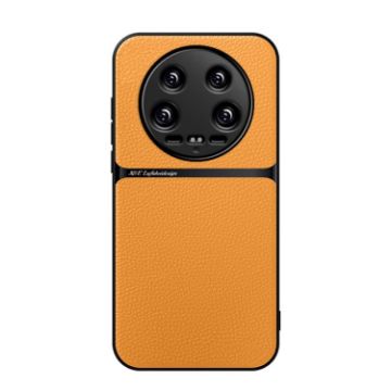 Xiaomi 14 Ultra Yellow Litchi Leather Magnetic Shockproof Phone Case - 1