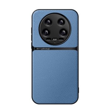 Xiaomi 14 Ultra Blue Litchi Leather Magnetic Shockproof Phone Case - 1