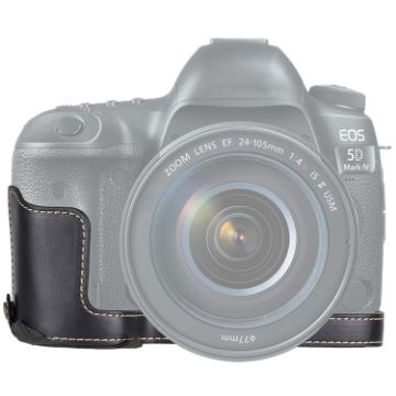 Canon EOS 5D Mark IV/III Black PU Leather Camera Half Case Base 1/4" Thread - 1