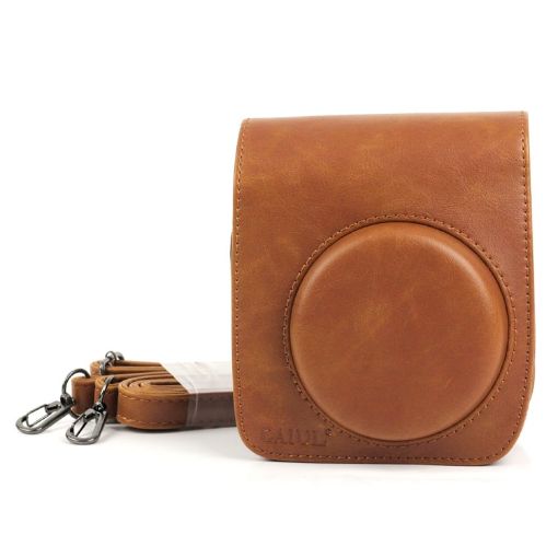 Brown PU Leather Camera Bag for FUJIFILM Instax Mini 90 with Strap - 1