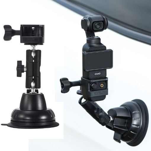 DJI OSMO Pocket 3 STARTRC Suction Cup Holder Adapter Bracket Black - 1