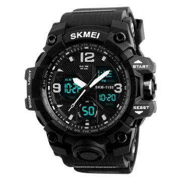 SKMEI 1155B Men's Outdoor Sports Waterproof Large Dial Watch - Black - 1