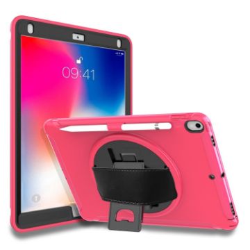 iPad Pro 10.5" 360 Rotating Protective Cover with Holder & Strap, Rose Red - 1