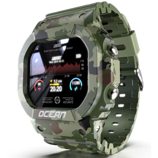 Lokmat OCEAN 1.14" TFT Touch Screen IP68 Waterproof Smart Watch Green - 1