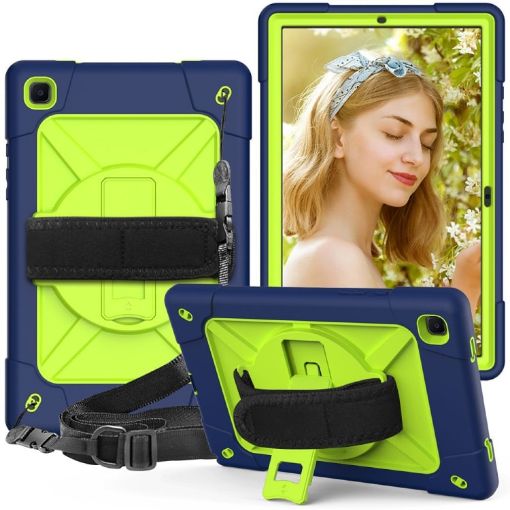 Samsung Galaxy Tab A7 10.4 Case, Silicone + PC, Navy Blue/Yellow-Green - 1