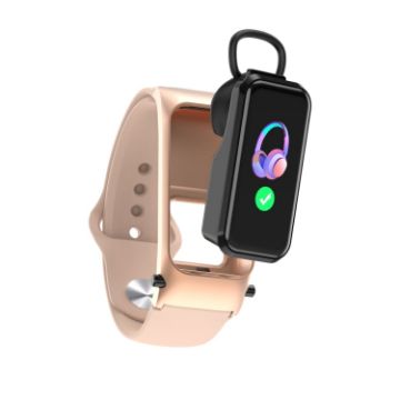 X4 Smart Bracelet: 1.14" HD, Bluetooth Earphone, Health Monitoring, Rose Gold - 1