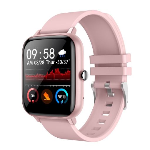 P6 1.54" TFT Smartwatch, IP68 Waterproof, Bluetooth Call, Pink - 1