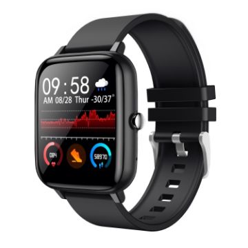 P6 1.54" TFT Smartwatch, IP68 Waterproof, Bluetooth Call, Sleep & Heart Rate Monitoring (Black) - 1