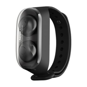 Remax TWS-15 Bluetooth 5.0 Wristband Style True Wireless Earphone Black - 1