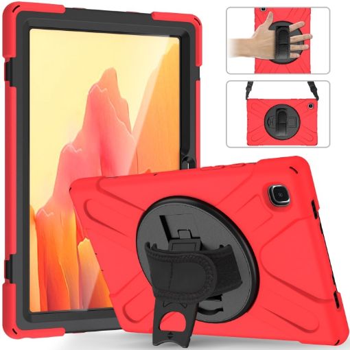 Shockproof Red Case for Samsung Galaxy Tab A7 10.4 2020 with Straps & Protector - 1