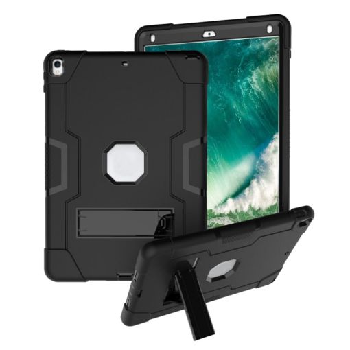 Shockproof Silicone + PC Case with Holder for iPad Pro/Air 10.5" (Black) - 1