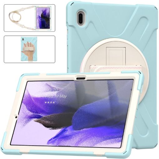 Samsung Galaxy Tab S7 FE/S7+/S9+/S8+ Ice Blue Protective Case with Strap - 1